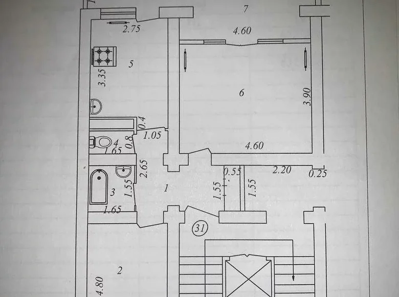 Kvartira 2 xonalar 55 m² Toshkentda