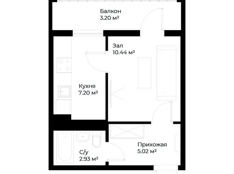 Kvartira 1 xona 29 m² Toshkentda