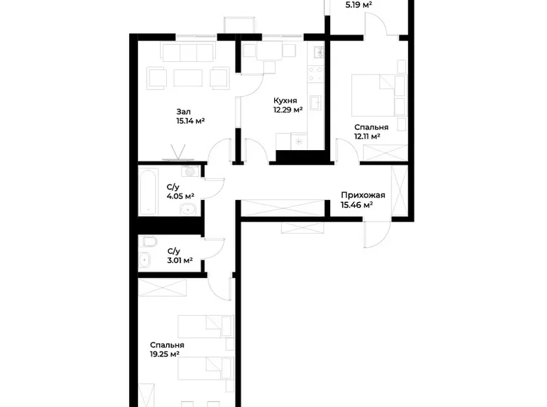 Квартира 3 комнаты 87 м² Шайхантаурский район, Узбекистан