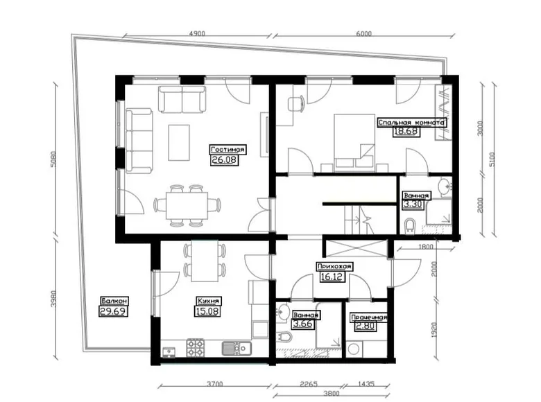 Kvartira 3 xonalar 152 m² Toshkentda