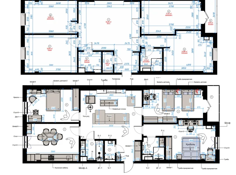 Kvartira 4 xonalar 124 m² Toshkentda