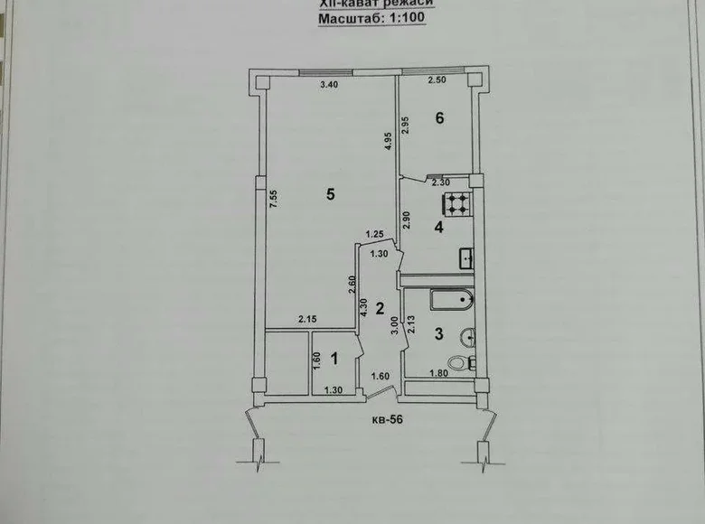 Квартира 1 комната 49 м² Ташкент, Узбекистан