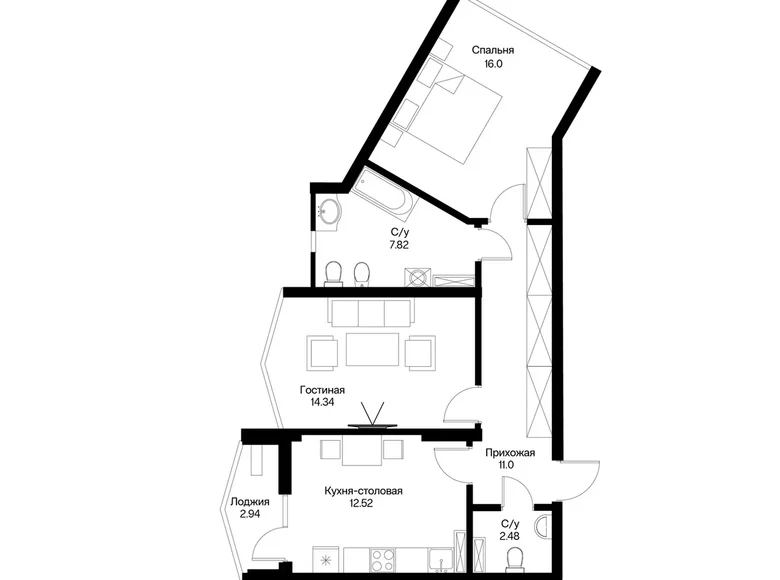 Квартира 2 комнаты 67 м² Ташкент, Узбекистан