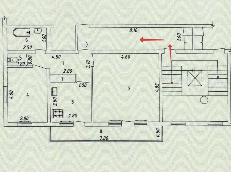 Kvartira 2 xonalar 58 m² in Shaykhontohur Tumani