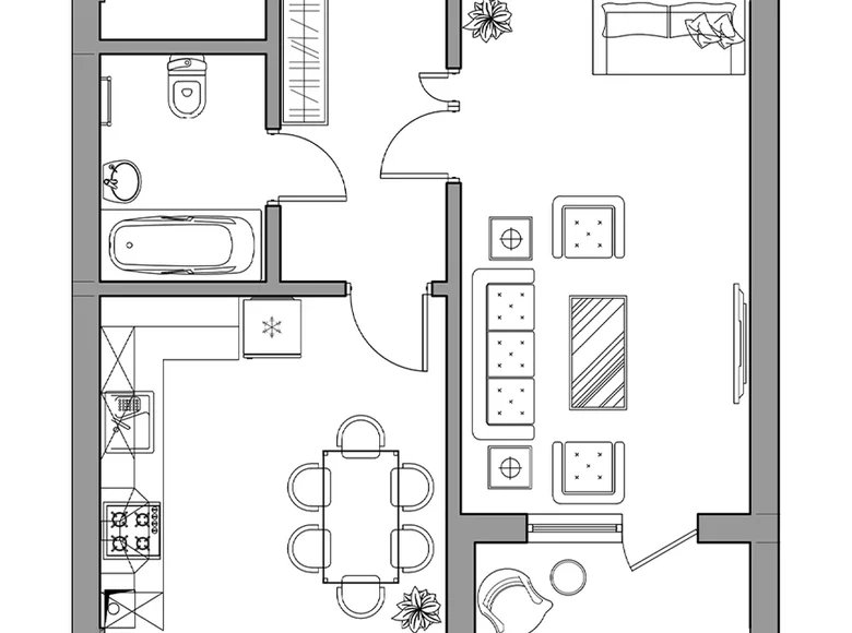 Квартира 1 комната 47 м² Ташкент, Узбекистан