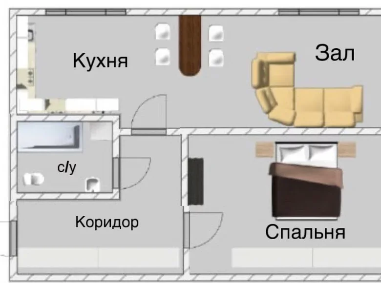 Квартира 2 комнаты 46 м² Ташкент, Узбекистан