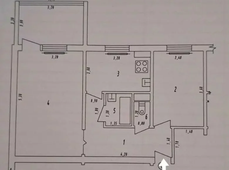 Kvartira 2 xonalar 52 m² Toshkentda