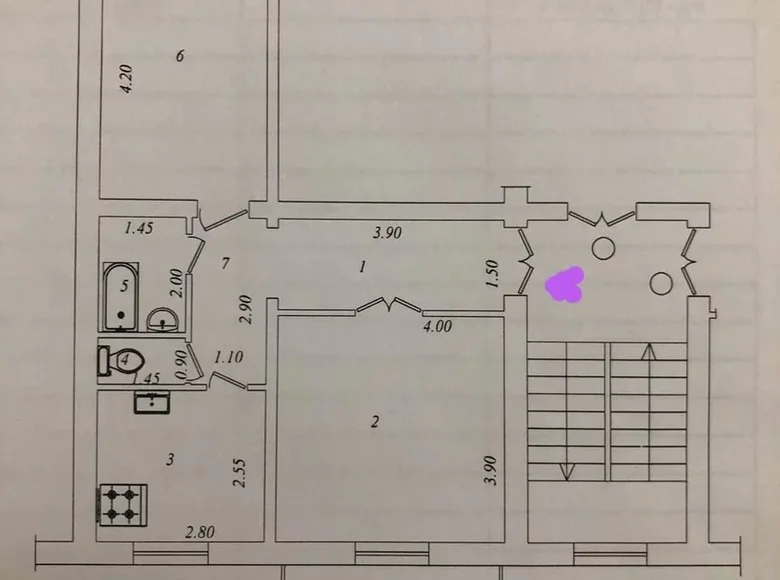 Kvartira 2 xonalar 57 m² Toshkentda