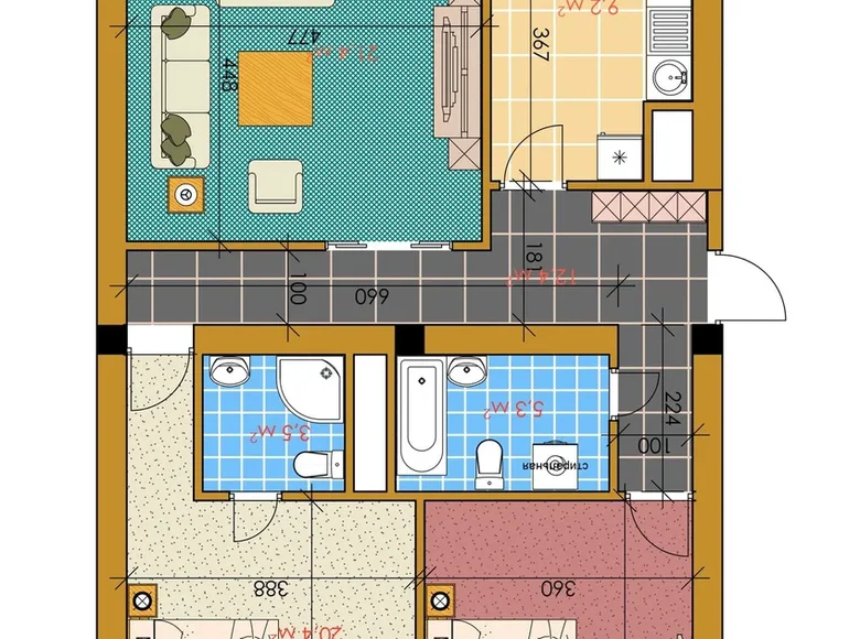 Kvartira 3 xonalar 102 m² in Shaykhontohur Tumani