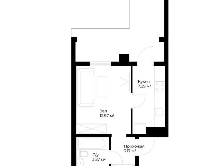 Квартира 1 комната 27 м² Ташкент, Узбекистан