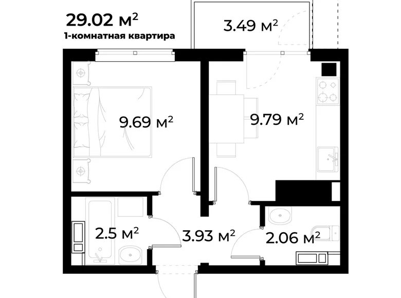 Квартира 1 комната 29 м² Ташкент, Узбекистан