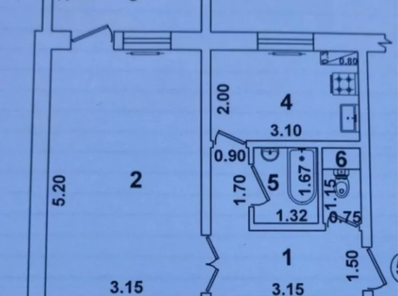 Квартира 1 комната 38 м² Ташкент, Узбекистан