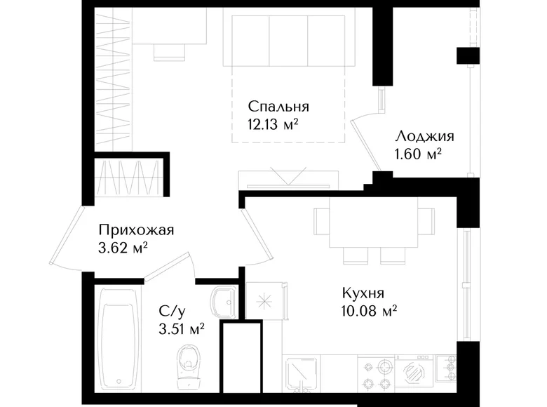 Kvartira 1 xona 30 m² Toshkentda