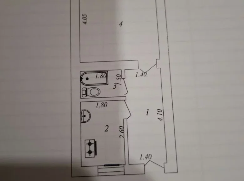 Kvartira 1 xona 32 m² Toshkentda