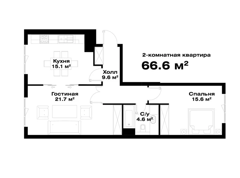 Kvartira 2 xonalar 67 m² Toshkentda