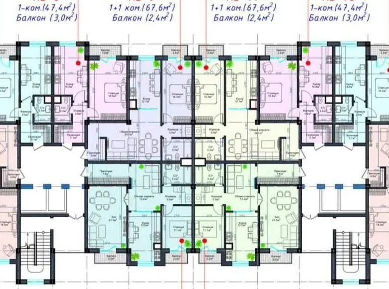 Kvartira 2 xonalar 43 m² Toshkentda