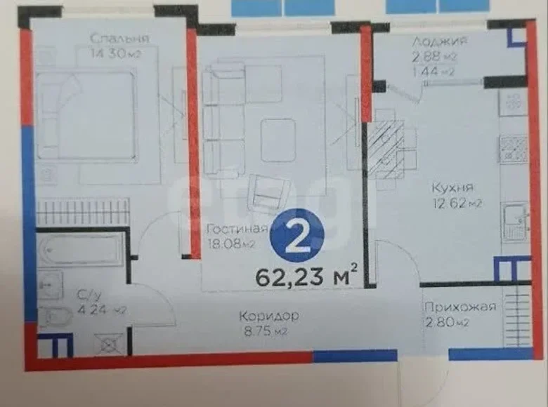 Квартира 62 м² Ташкент, Узбекистан