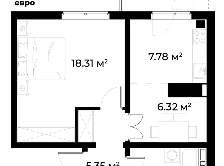 Квартира 1 комната 43 м² Ташкент, Узбекистан