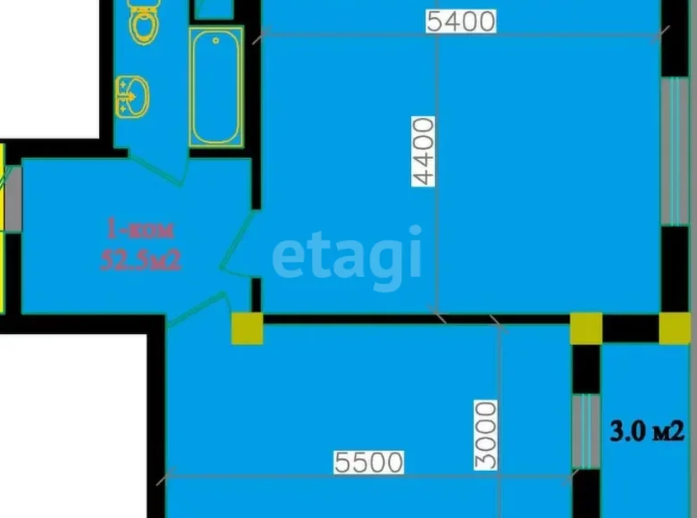 Kvartira 53 m² Toshkentda