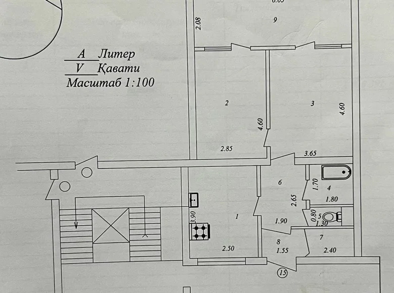 Kvartira 2 xonalar 67 m² Toshkentda