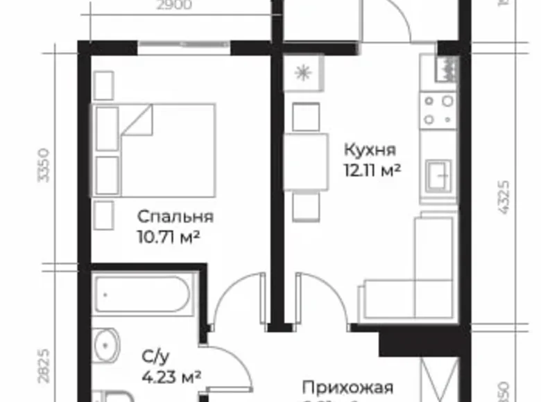 Квартира 1 комната 36 м² Шайхантаурский район, Узбекистан