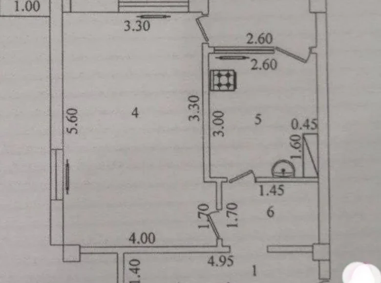 Kvartira 1 xona 52 m² Toshkentda