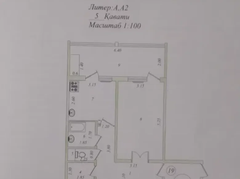 Kvartira 3 xonalar 77 m² Toshkentda