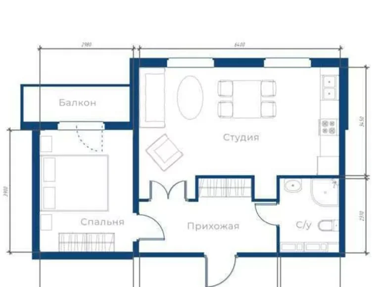 Kvartira 2 xonalar 50 m² Toshkentda