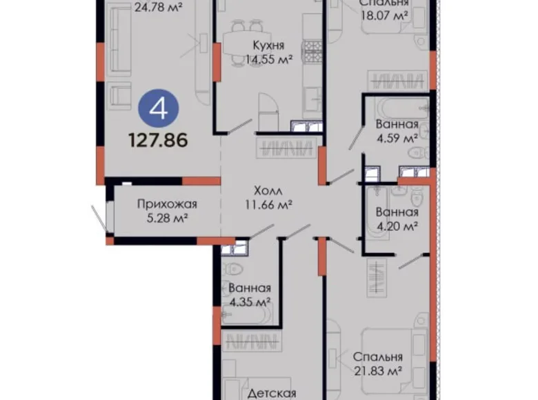 Квартира 4 комнаты 128 м² Ташкент, Узбекистан