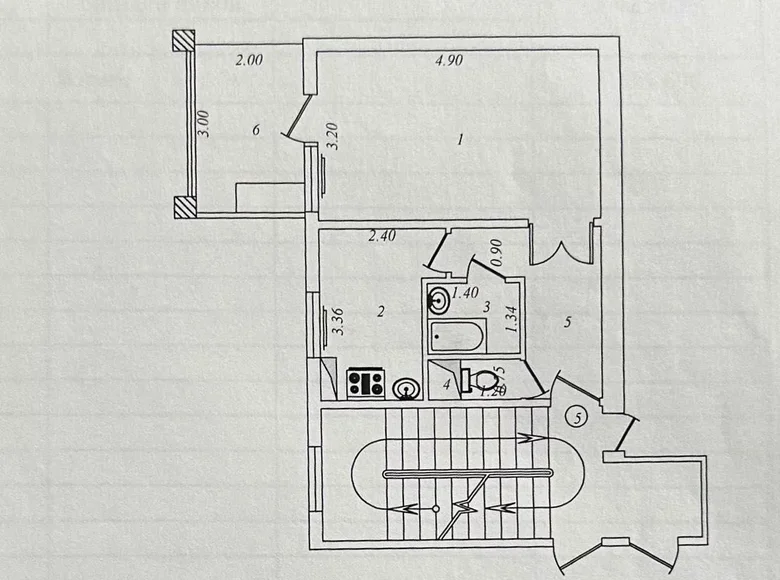 Kvartira 1 xona 38 m² Toshkentda