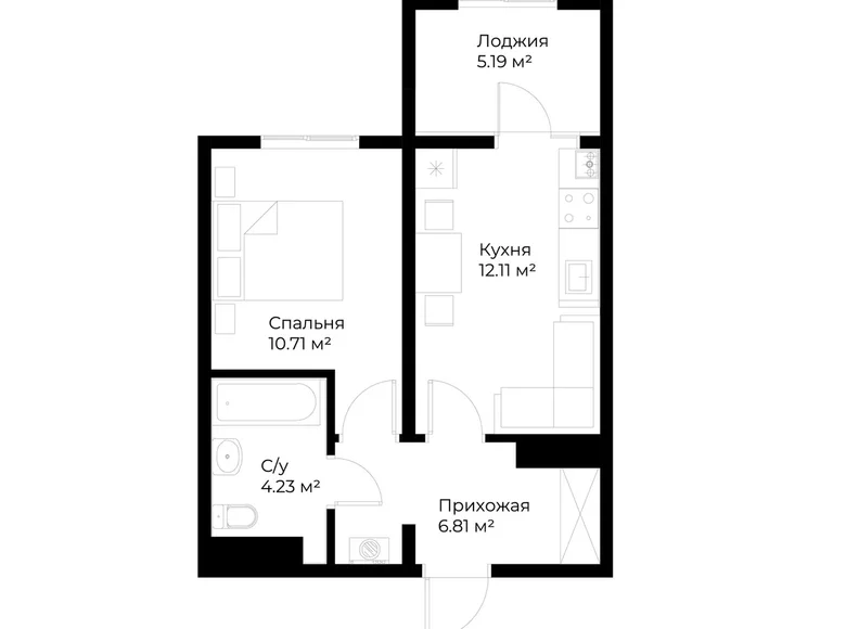 Квартира 1 комната 39 м² Шайхантаурский район, Узбекистан