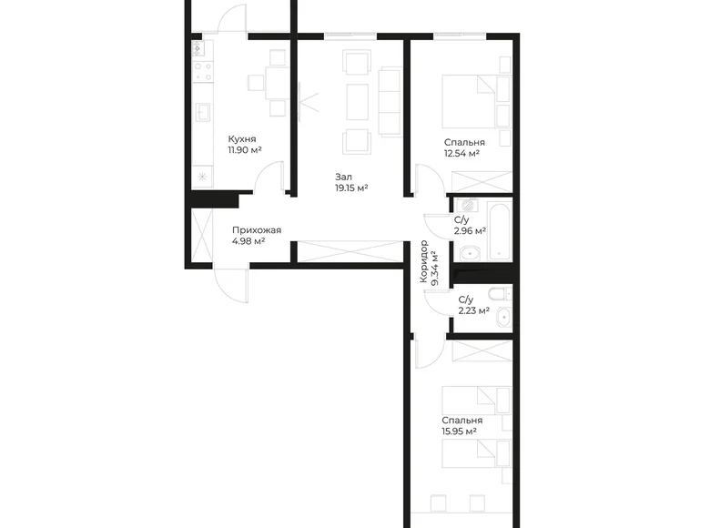 Квартира 3 комнаты 77 м² Шайхантаурский район, Узбекистан