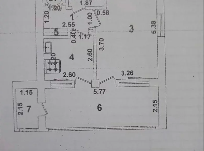 Kvartira 1 xona 45 m² Toshkentda