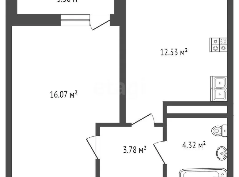 Квартира 38 м² Ташкент, Узбекистан