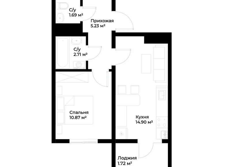 Квартира 1 комната 37 м² Шайхантаурский район, Узбекистан