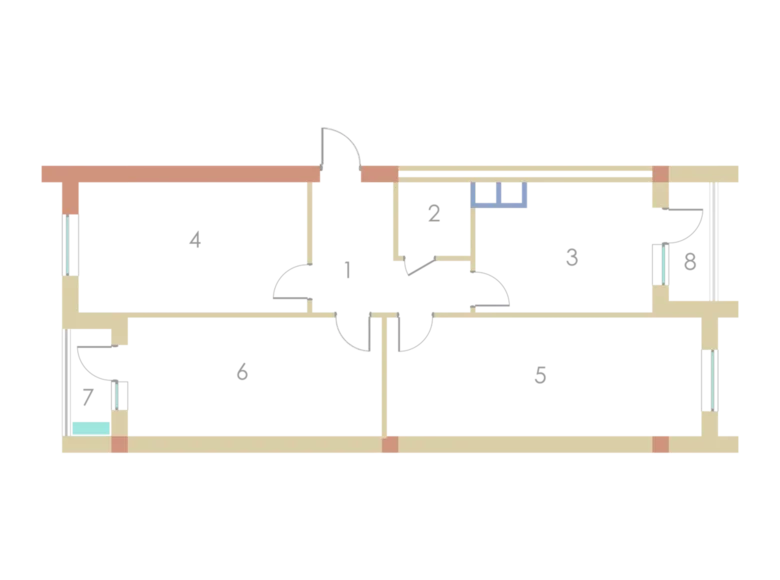 Kvartira 3 xonalar 88 m² Toshkentda