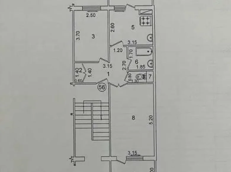 Kvartira 2 xonalar 58 m² Toshkentda