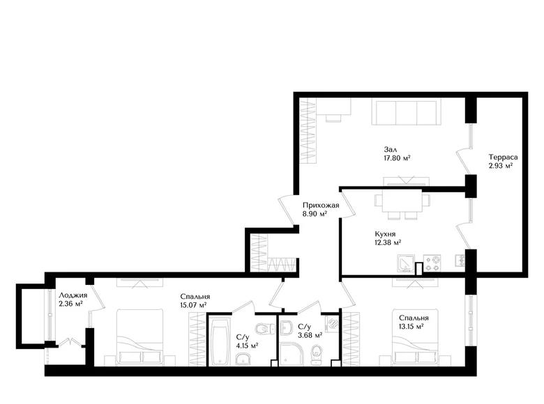 Квартира 3 комнаты 76 м² Ташкент, Узбекистан