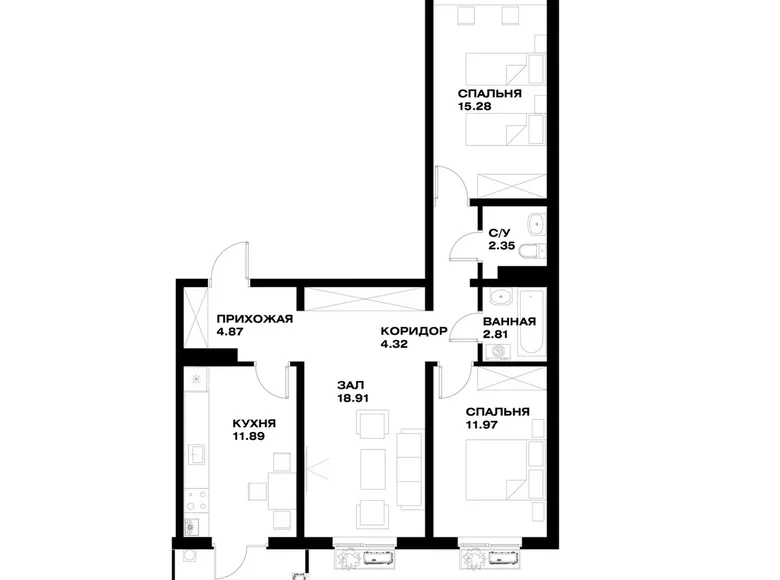 Квартира 3 комнаты 76 м² Ташкент, Узбекистан