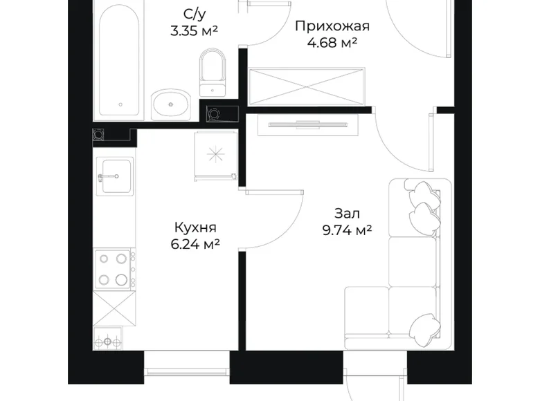 Kvartira 1 xona 24 m² Toshkentda