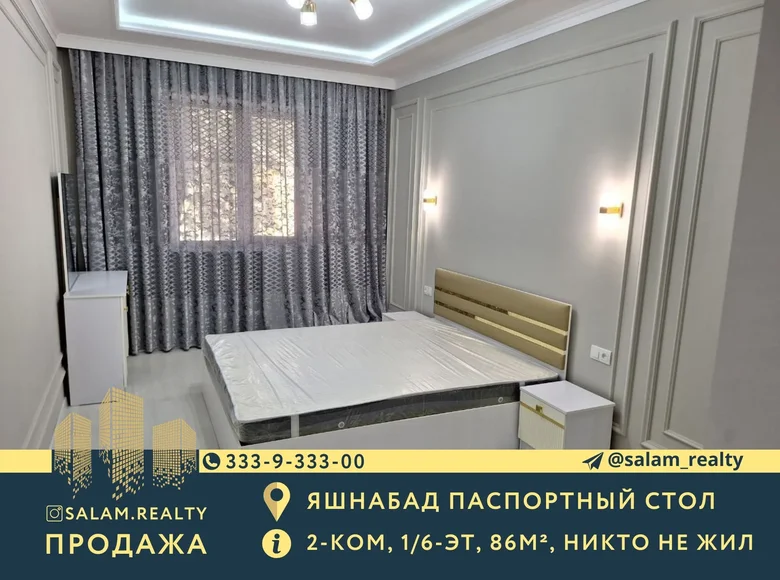 Kvartira 2 xonalar 86 m² Toshkentda