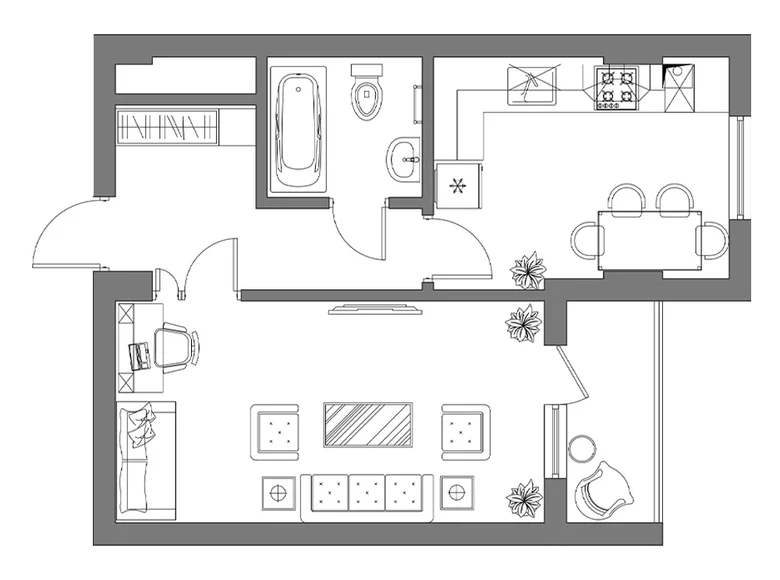 Квартира 1 комната 47 м² Ташкент, Узбекистан