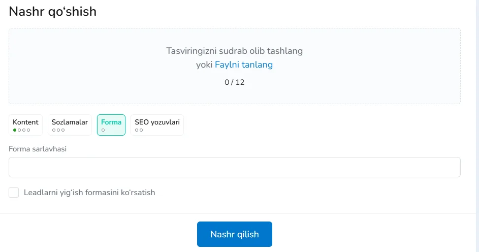 Kompaniya yangiligini saytda qo‘shish – 2-rasm