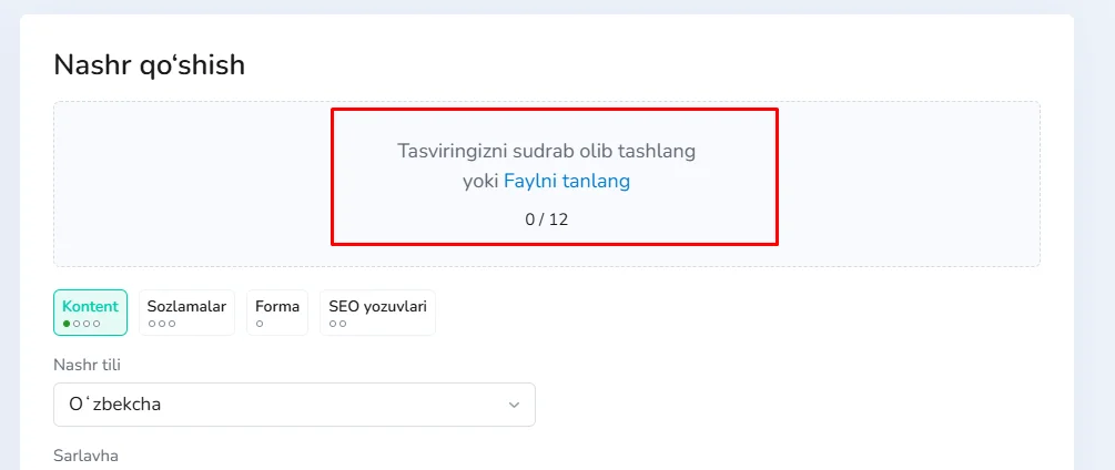 Kompaniya yangiliklariga rasmni qanday yuklash