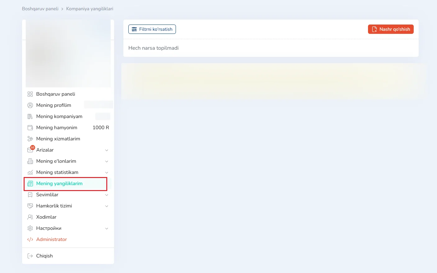 “Mening yangiliklarim”ga qanday qilib publikasiyani qo‘shish