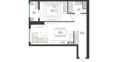 Квартира 2 комнаты в Ташкент, Узбекистан