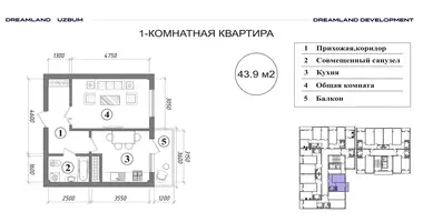 Квартира 1 комната в Ташкент, Узбекистан