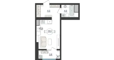 Студия 1 комната в Ташкент, Узбекистан