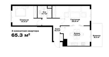 Квартира 2 комнаты в Ташкент, Узбекистан