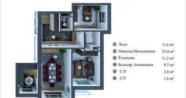 Квартира 3 комнаты в Ташкент, Узбекистан